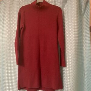 Elegant burgundy wool-blend sweater dress